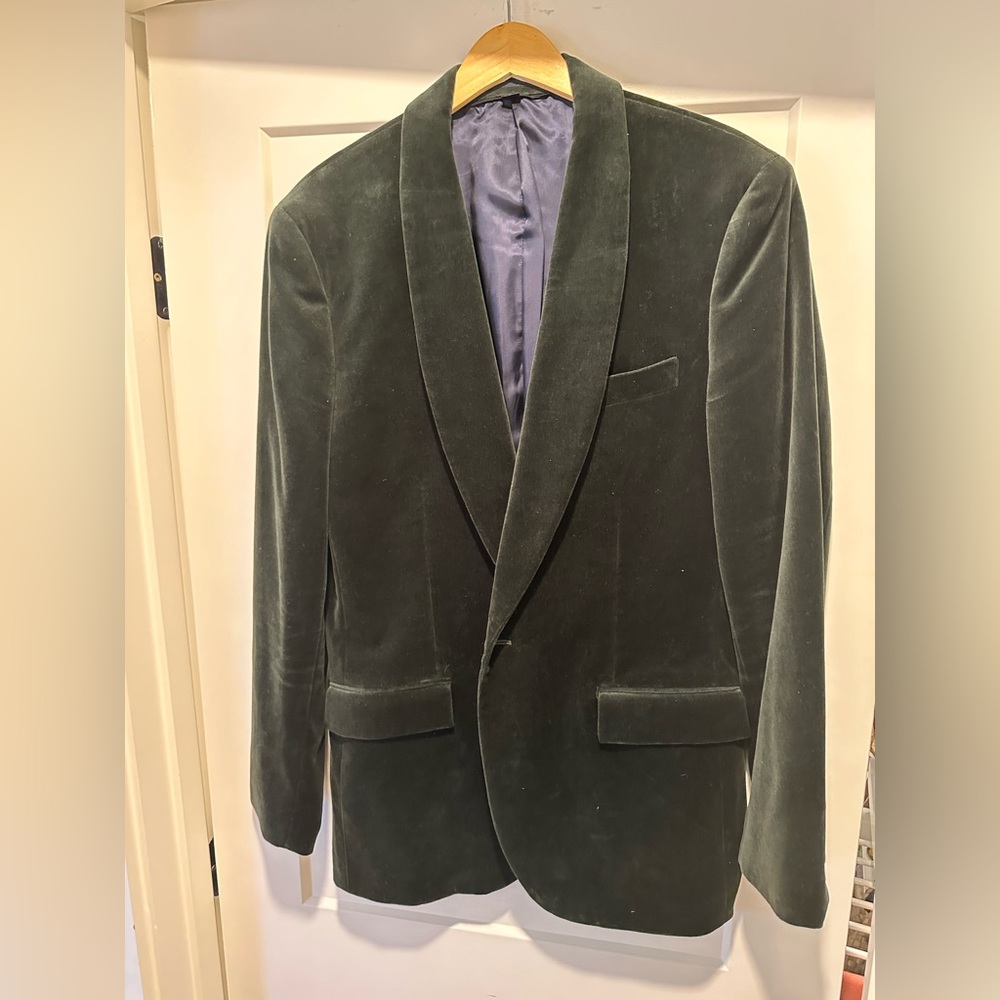 J Crew Ludlow green velvet sport coat/dinner jacket 42L